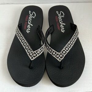 Skechers Yoga Form Rhinestone Flip Flop Sandals